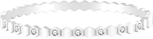Hexagon Cuff, Geometric Stainless Steel Bangle with Inlaid Cubic Zirconia, Exquisite Bee Bracelet for Women, Birthdays or Family Gatherings