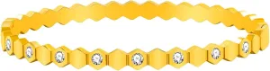 Hexagon Cuff, Geometric Stainless Steel Bangle with Inlaid Cubic Zirconia, Exquisite Bee Bracelet for Women, Birthdays or Family Gatherings