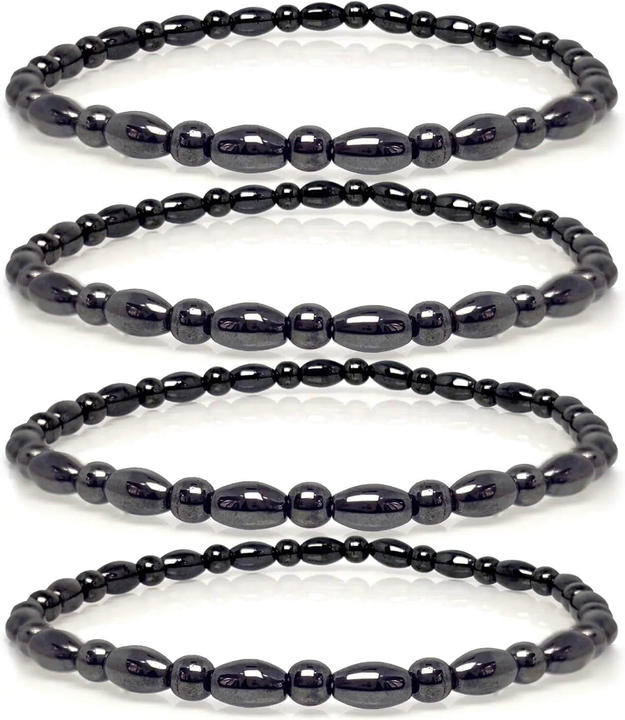 Hion 4 Pack Magnetic Therapy Anti-Swelling Black Obsidian Anklets for Women Men Black Obsidian Ankle Bracelet Hematite Therapy Bracelets Energy Healing Anklet Bracelets