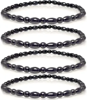 Hion 4 Pack Magnetic Therapy Anti-Swelling Black Obsidian Anklets for Women Men Black Obsidian Ankle Bracelet Hematite Therapy Bracelets Energy Healing Anklet Bracelets