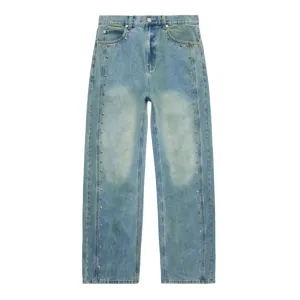 Homme Femme Studded Denim Jeans - Blue