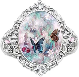 HSQYJ Retro Color Crystal Pear Ring Elegant Vintage Rhinestone Flower Cocktail Statement Rings Uniquely Stylish Fashion Creative Engagement Jewelry for Women
