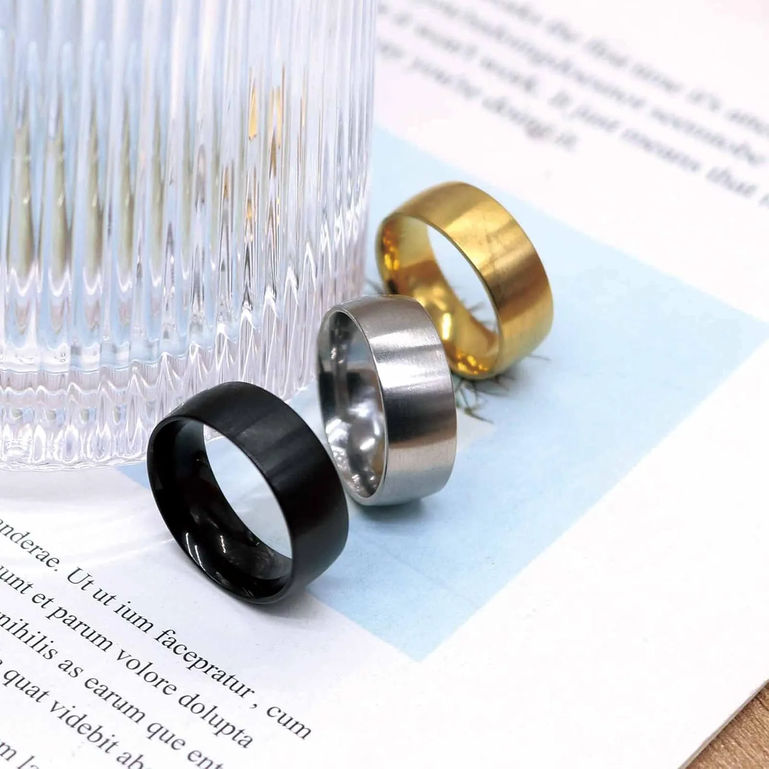 HSQYJ Stainless Steel Crystal Band Rings Set Elegant Multi Row Cubic Zirconia Wedding Engagement Promise Statement Ring Fashion Jewelry for Women Men