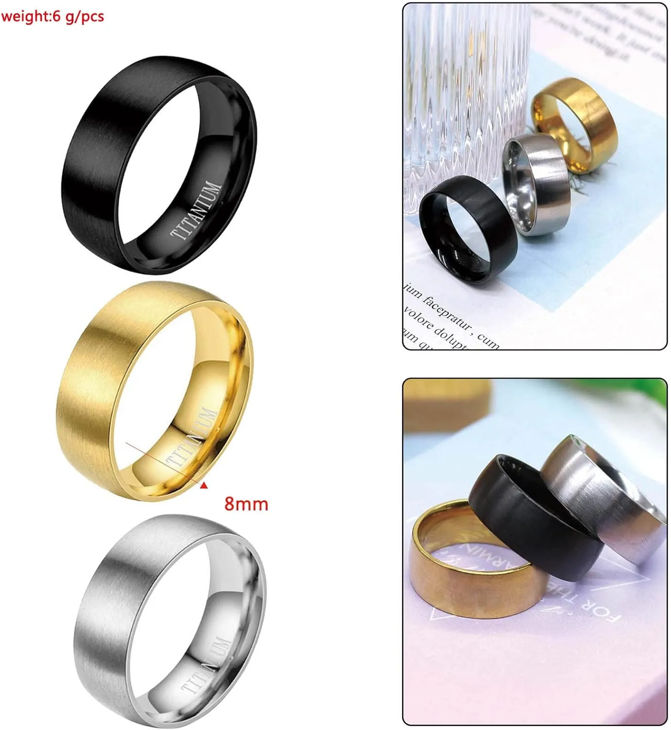 HSQYJ Stainless Steel Crystal Band Rings Set Elegant Multi Row Cubic Zirconia Wedding Engagement Promise Statement Ring Fashion Jewelry for Women Men