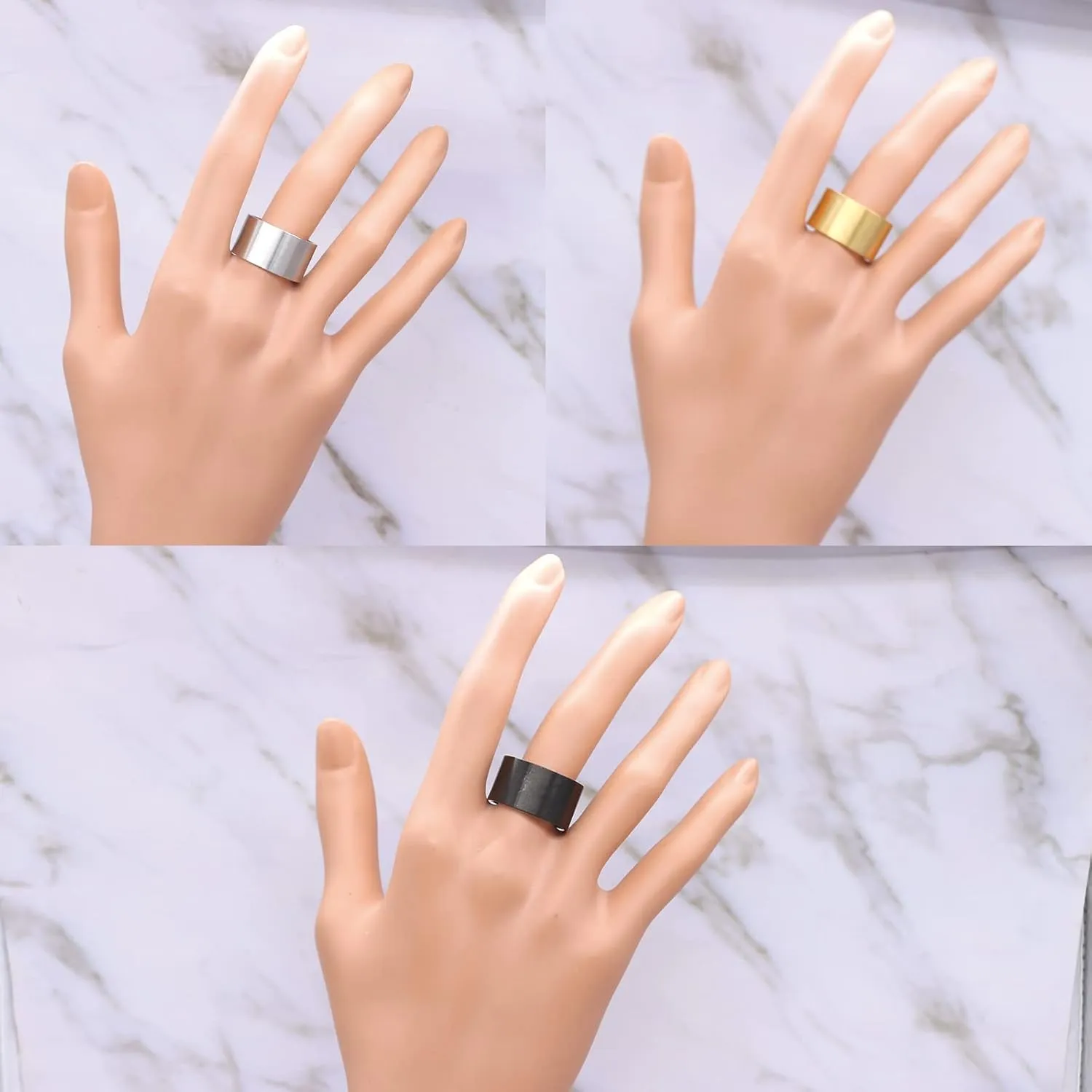 HSQYJ Stainless Steel Crystal Band Rings Set Elegant Multi Row Cubic Zirconia Wedding Engagement Promise Statement Ring Fashion Jewelry for Women Men
