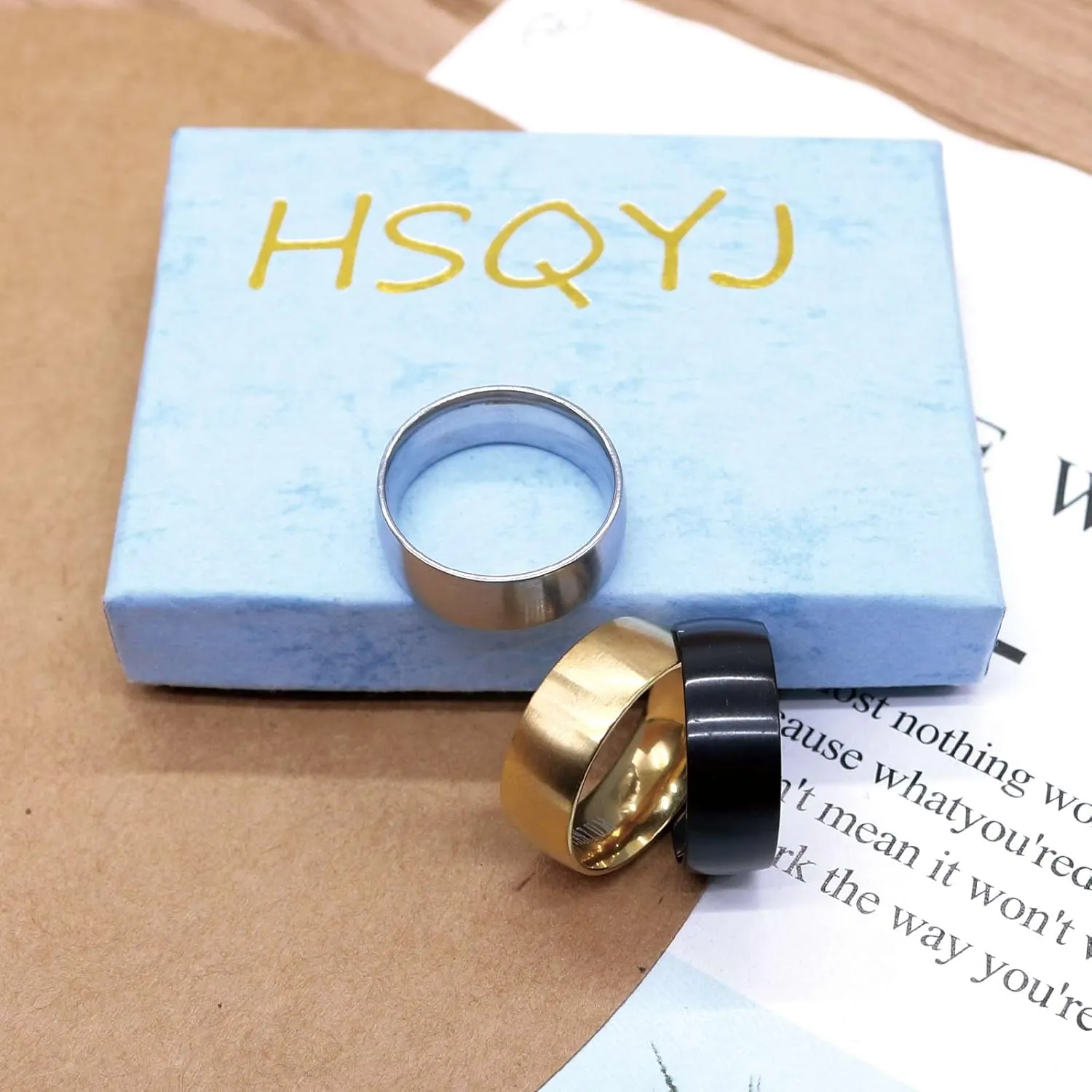 HSQYJ Stainless Steel Crystal Band Rings Set Elegant Multi Row Cubic Zirconia Wedding Engagement Promise Statement Ring Fashion Jewelry for Women Men