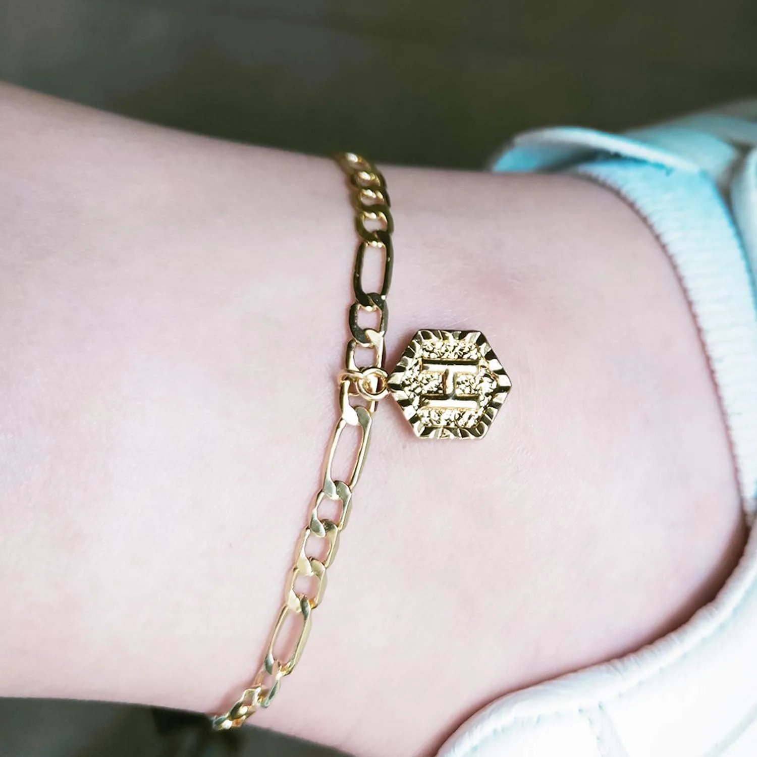 HUASAI Initial Anklets for Women Letter Anklet Bracelet Cuban Alphabet Foot Jewelry
