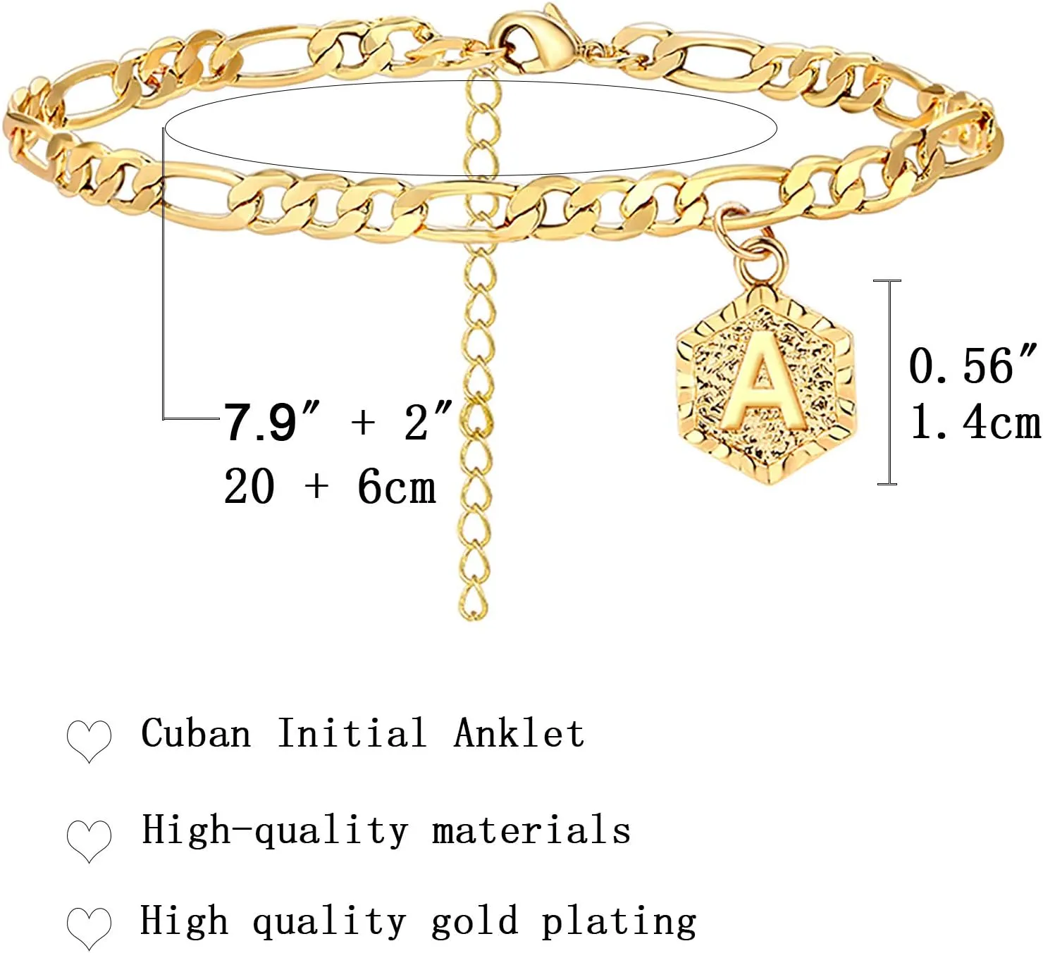 HUASAI Initial Anklets for Women Letter Anklet Bracelet Cuban Alphabet Foot Jewelry