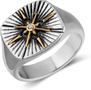 HZMAN Viking Nautical Compass Ring for Men Stainless Steel Vintage Pirate Sailor Amulet Ring Jewelry Gift