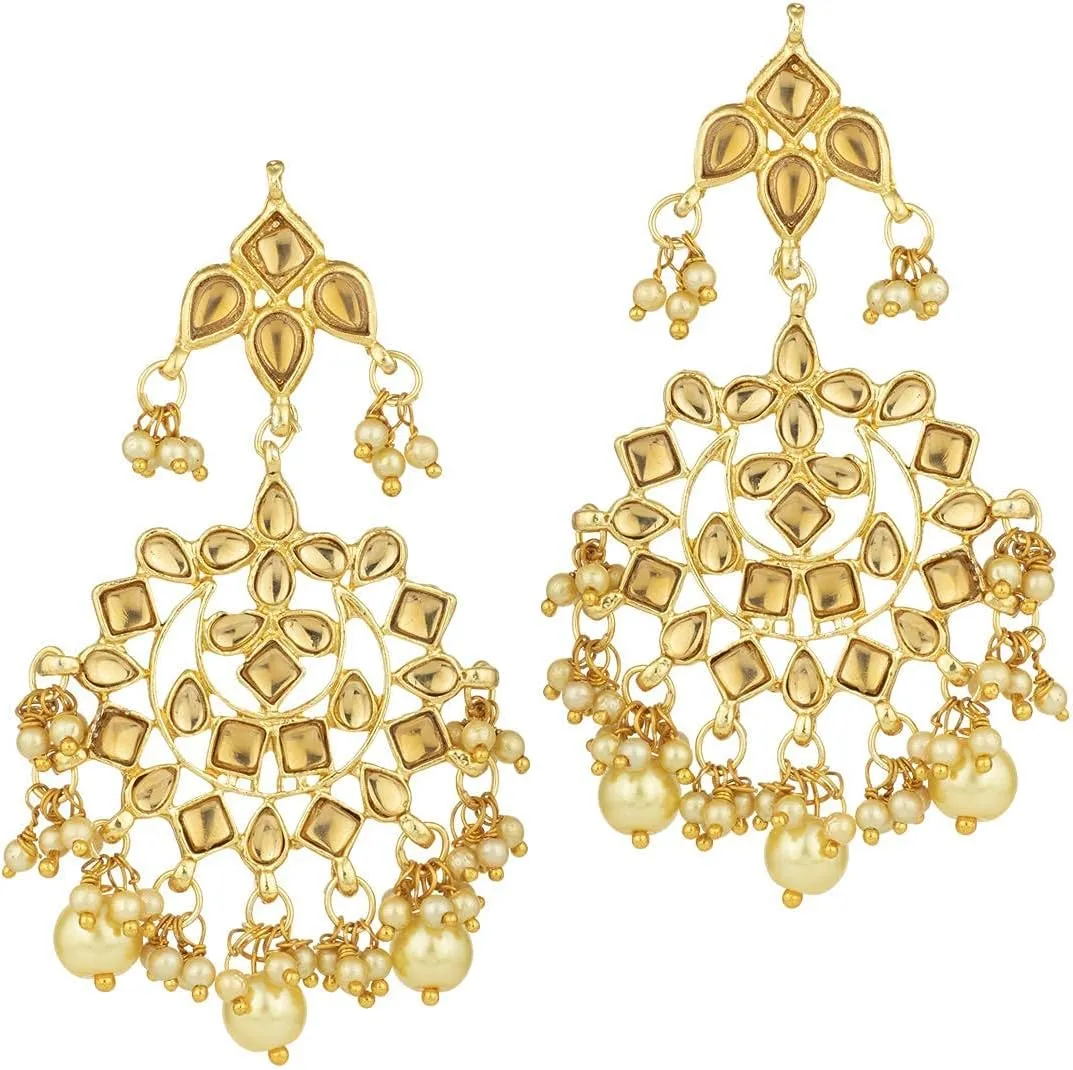 I Jewels Indian Gold Plated Traditional Kundan Choker Ethnic Bollywood Designer Jewelry Set with Earrings & Maang Tikka For Women