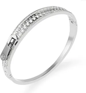 Iced Zipper Bangle Bracelet, Stainless Steel Zipper Bracelet for Men Women, Exquisite Personality Zipper Bangle Jewelry
