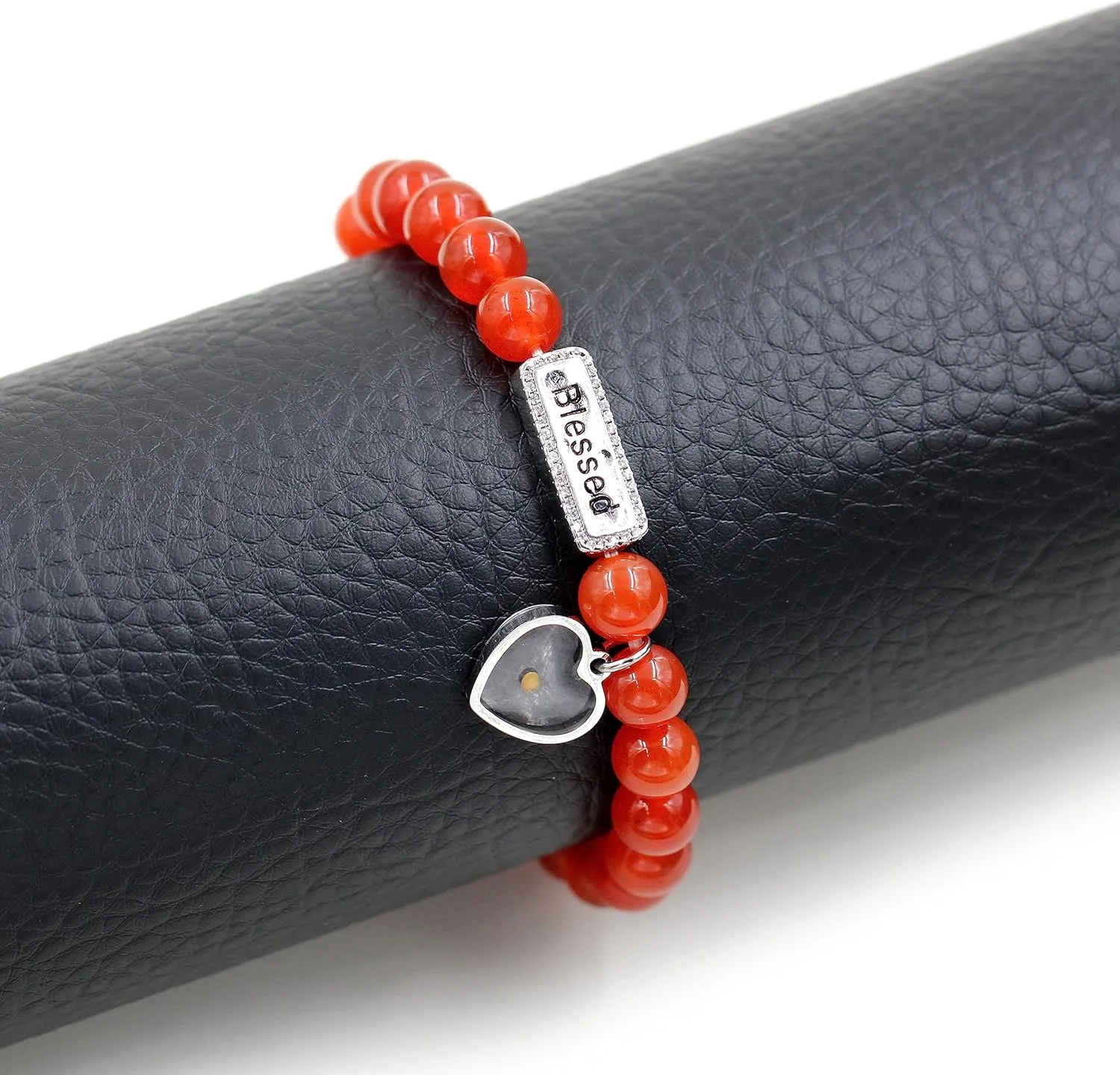 Inspirational Message Prayer Blessed Bracelet, Christian Religious Heart Mustard Seed Charm Bracelet, Handmade Natural Stone Best Wishes Bracelet for Best Friend Mother Sister Women Girls Birthday Graduation Gift Y3800