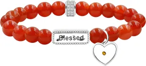 Inspirational Message Prayer Blessed Bracelet, Christian Religious Heart Mustard Seed Charm Bracelet, Handmade Natural Stone Best Wishes Bracelet for Best Friend Mother Sister Women Girls Birthday Graduation Gift Y3800