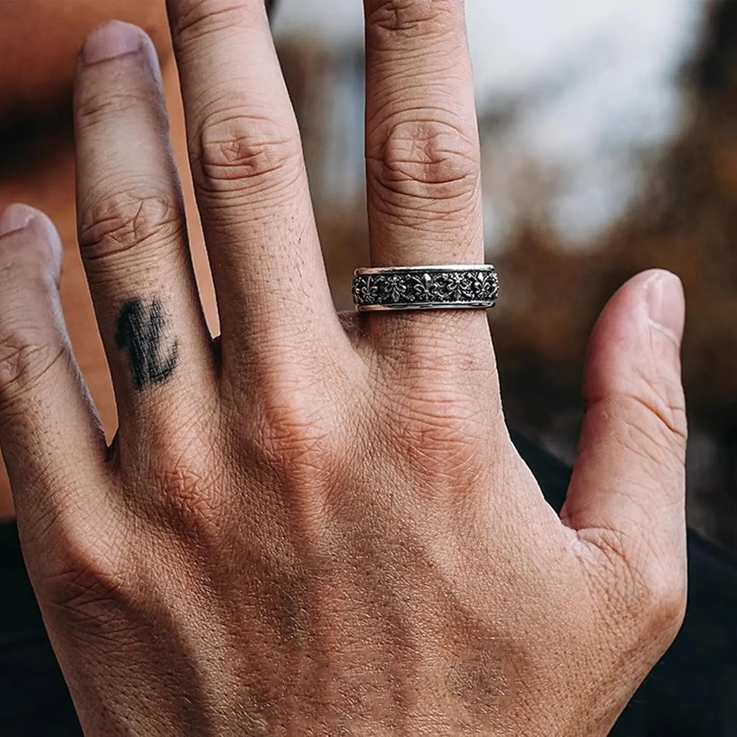 Iris Flower Ring, Vintage S925 Sterling Silver Elegant Jewelry, Adjustable Feng Shui Ring for Symbol of Hope Wisdom Faith Inspiration Positivity, Gifts for Women Men
