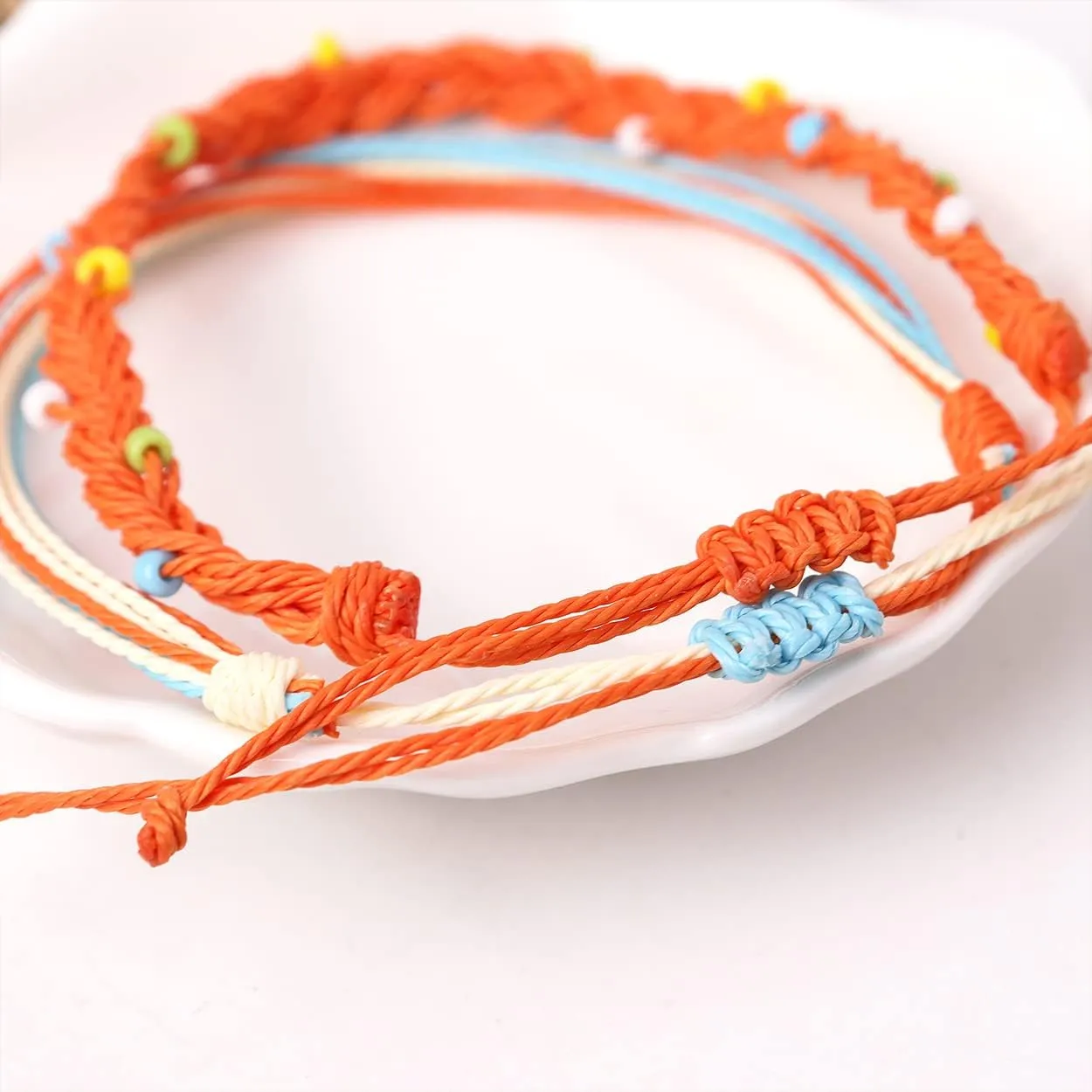 Jean Beau Boho String Anklets Bracelet for Women Teen Surfer Wave Waterproof Rope Dainty Sunflower Cute Beads Handmade Stackable Braided Beach Anklet Friendship Summer Foot Jewelry