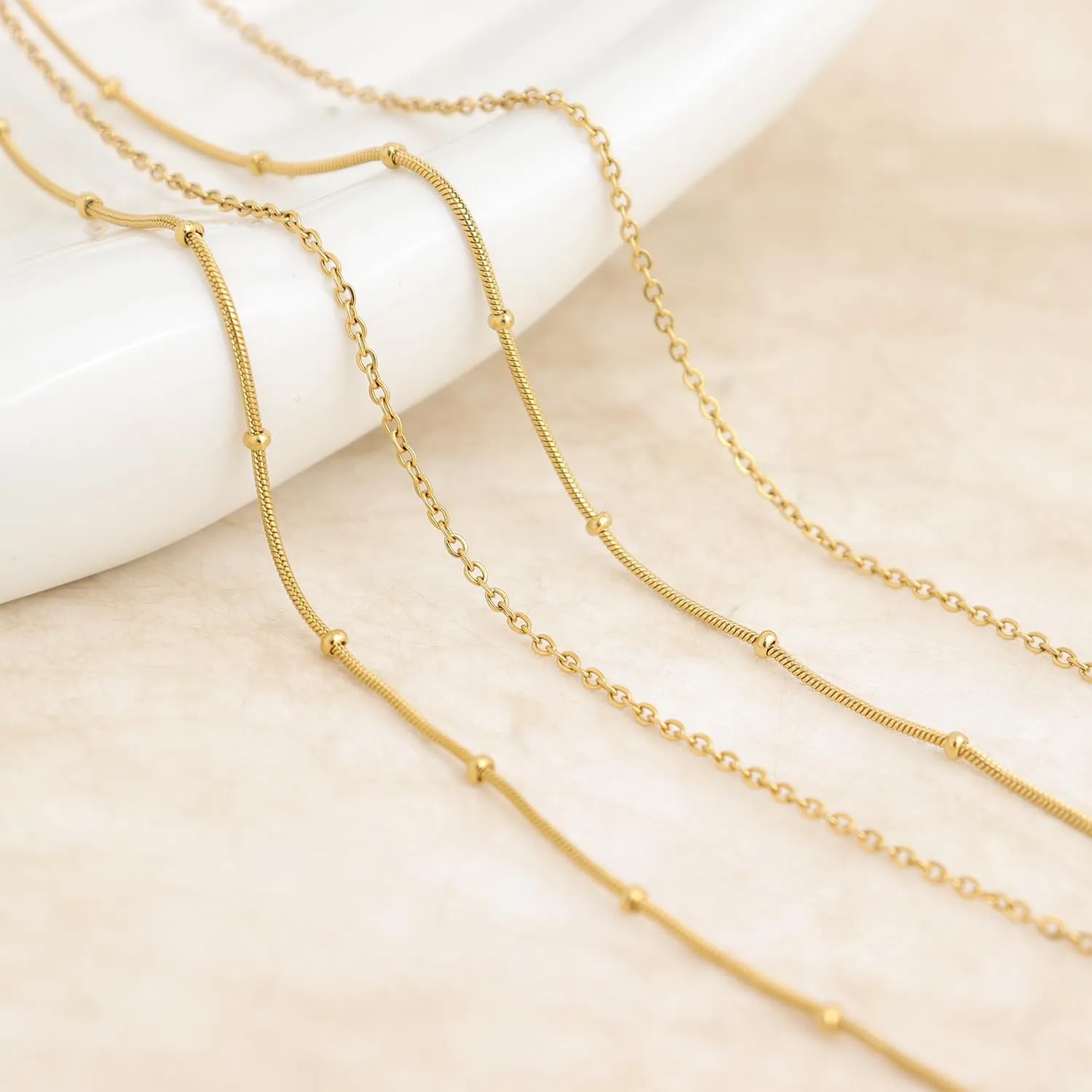 Jean Beau Gold Layered Heart Pendant Necklace for Women, Dainty Cute Love Bead Link Chain Choker Statement Prom Jewelry Gift