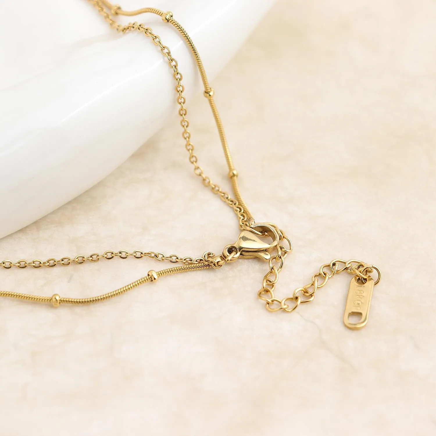 Jean Beau Gold Layered Heart Pendant Necklace for Women, Dainty Cute Love Bead Link Chain Choker Statement Prom Jewelry Gift