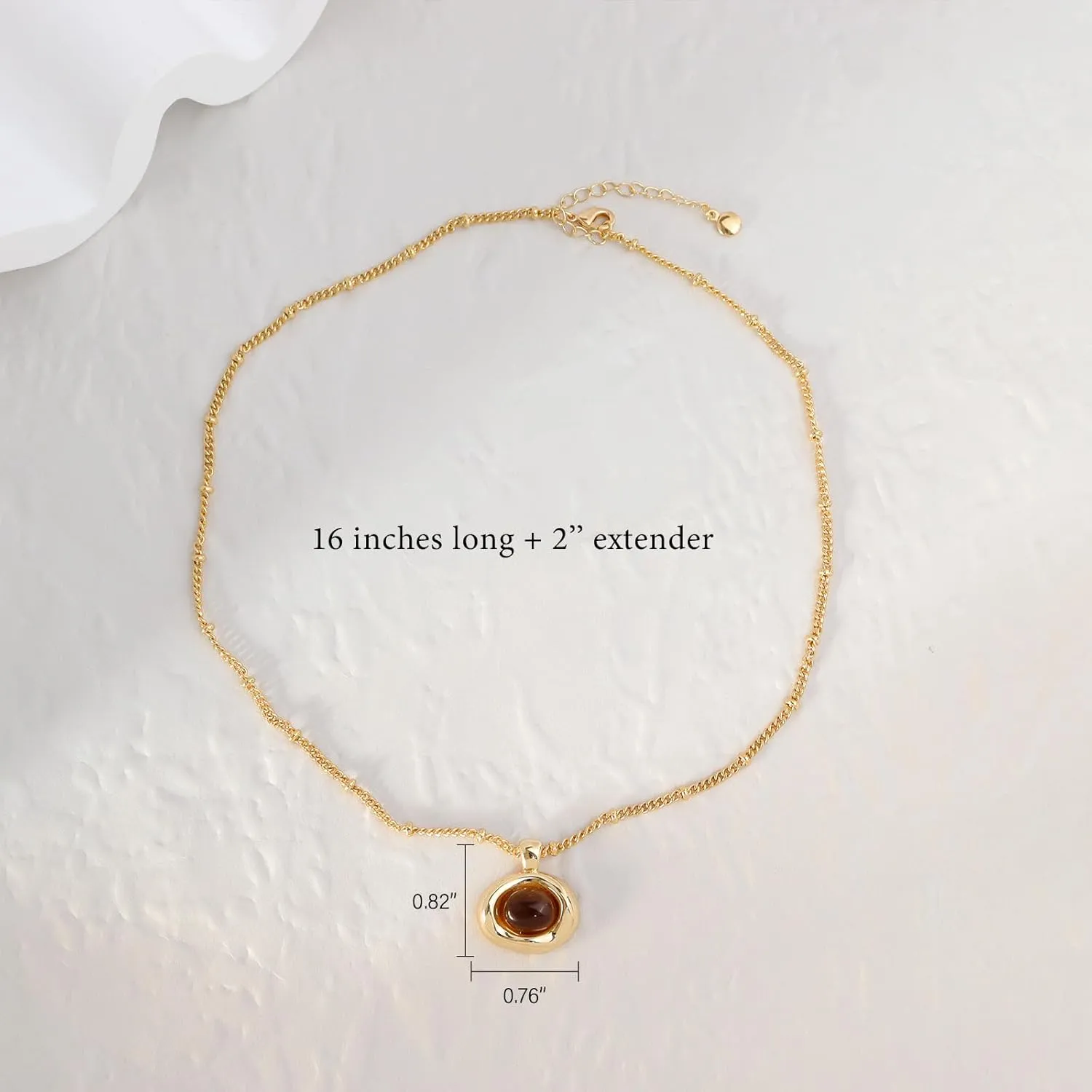 Jean Beau Gold Turquoise/Tigers Eye Stone Pendant Necklaces for Women, Chunky Gemstone Dangle Necklace Wedding Prom Fashion Jewelry Gifts
