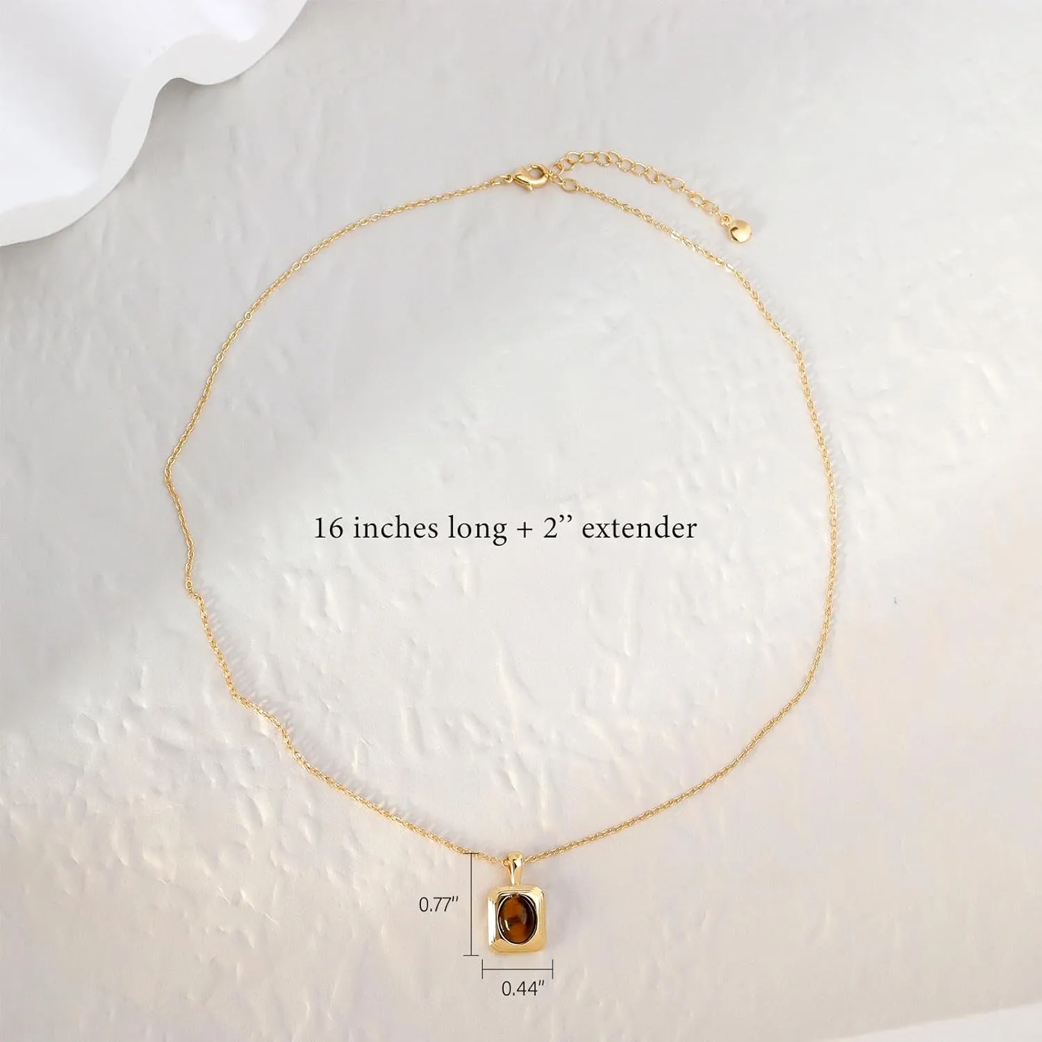 Jean Beau Gold Turquoise/Tigers Eye Stone Pendant Necklaces for Women, Chunky Gemstone Dangle Necklace Wedding Prom Fashion Jewelry Gifts