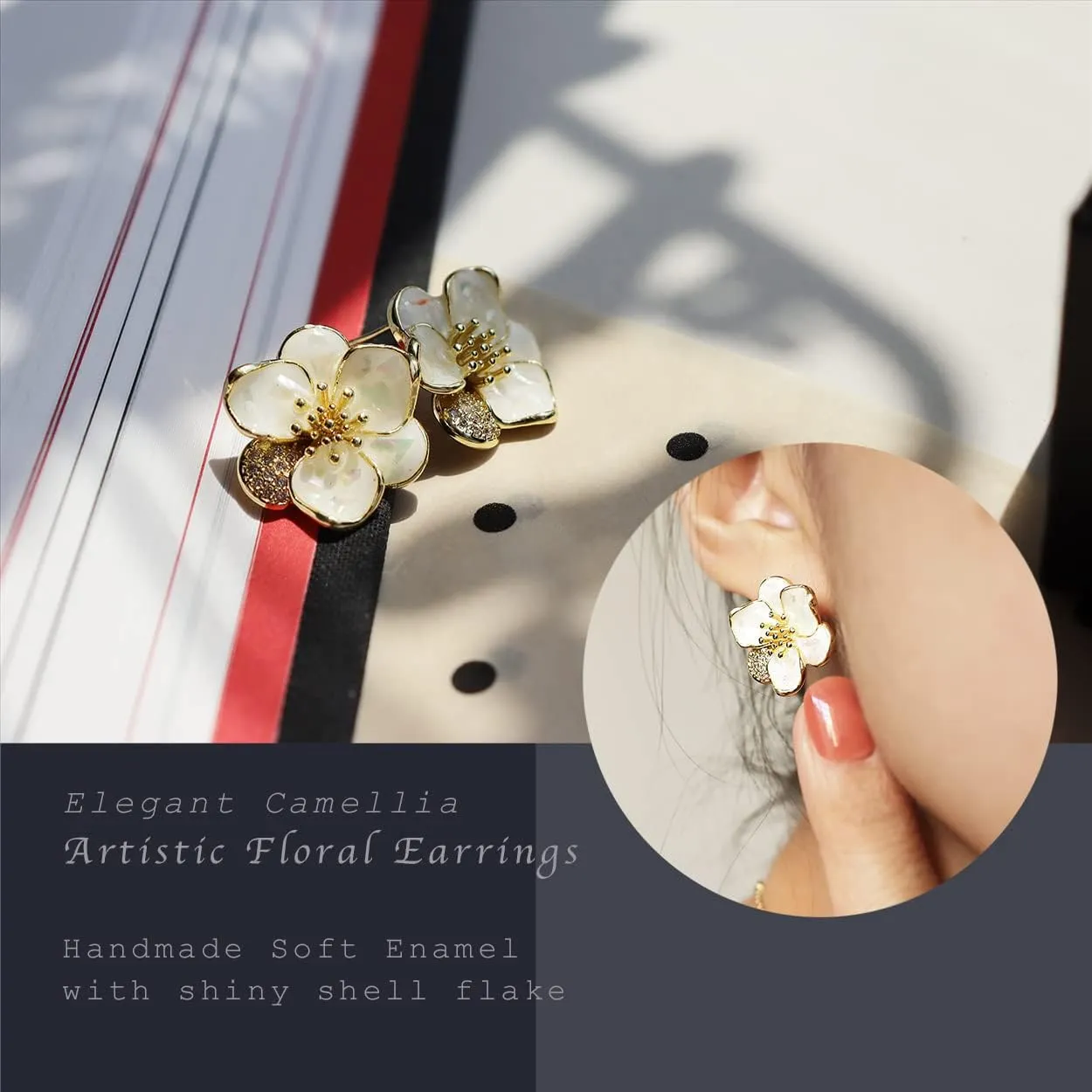 JeanBeau Pearl Flower Leaf Stud Earrings for Women Statement Cluster CZ Pearls Earing Gold Plated Sterling Silver Wedding Prom Birthday Fashion Jewelry Gift