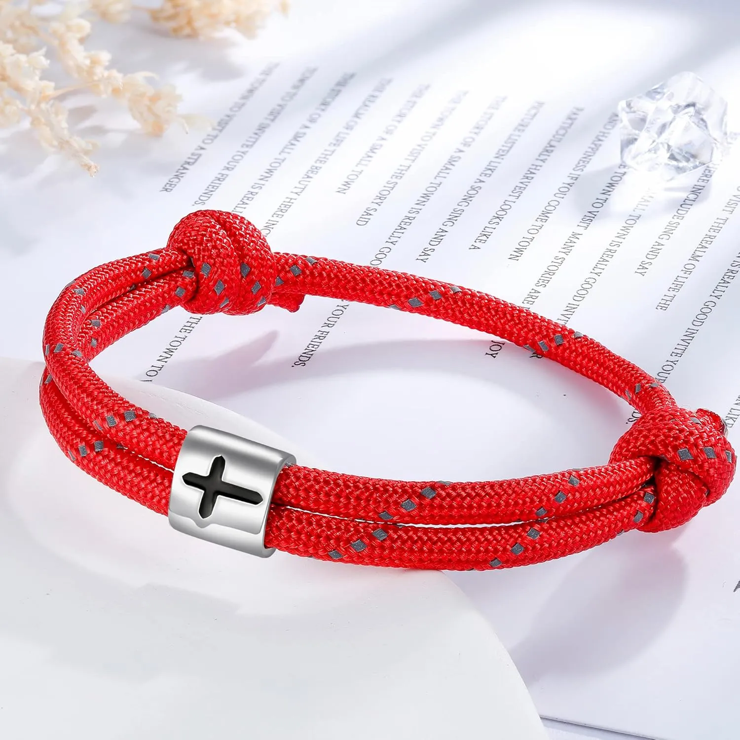 J.Endar Nautical Bracelet Men Women Cross Jesus Fish, Handmade Paracord 925 Silver Christian Religious Spirit Jewelry for Surfer Sea Enthusiasts, Fathers Day Gift
