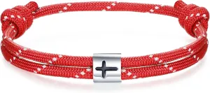 J.Endar Nautical Bracelet Men Women Cross Jesus Fish, Handmade Paracord 925 Silver Christian Religious Spirit Jewelry for Surfer Sea Enthusiasts, Fathers Day Gift