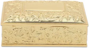 Jewelry Box, Carved Vintage Jewelry Box, Colorfast Zinc Alloy Soft Velvet Lined Jewelry Storage Box, Earring and Necklace Storage Box, Ring Holder Keepsake Box for Women and Girls(Gold)