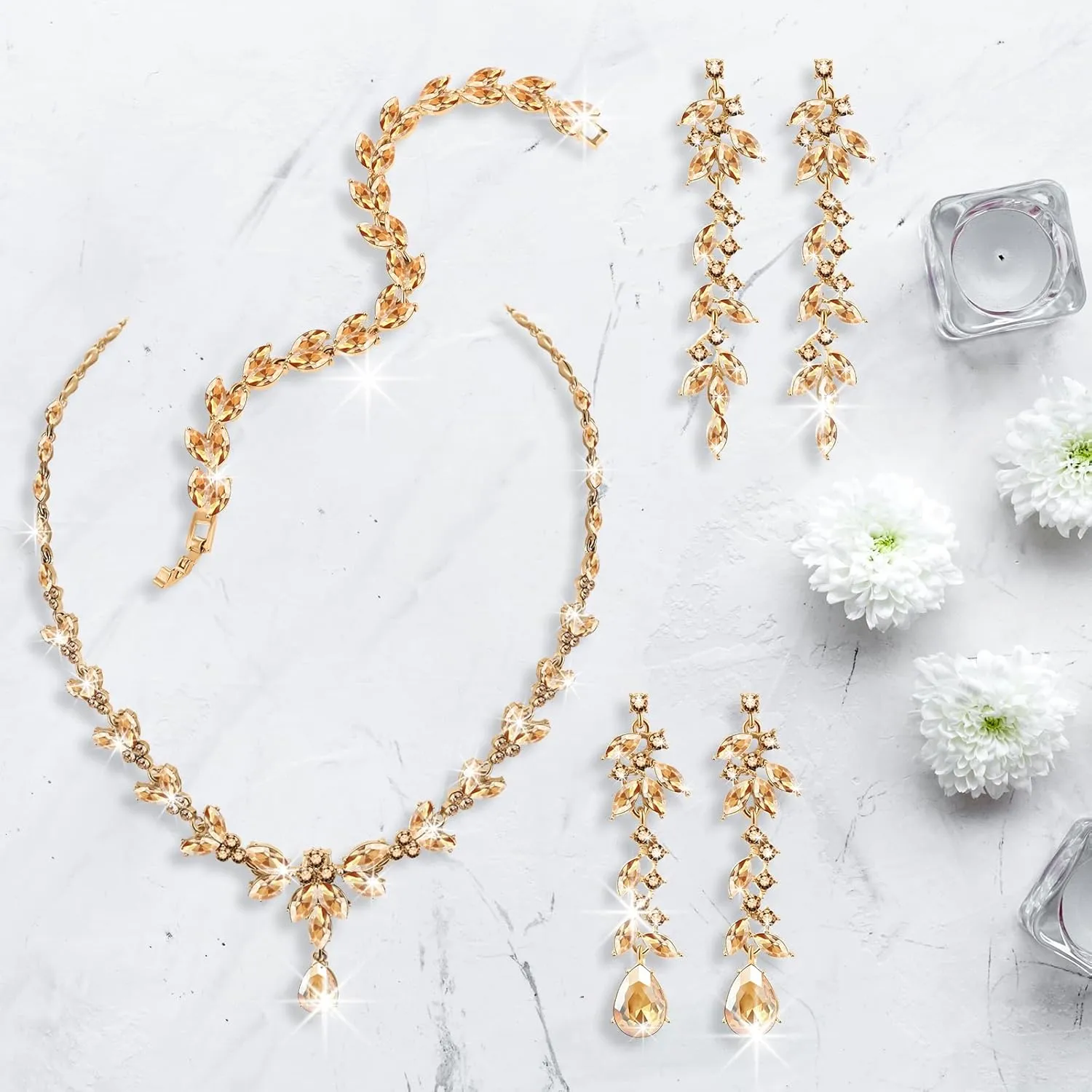 Jewelry Set for Women Wedding Trendy, Bridal Bridesmaid Accessories Necklace Bracelet Earrings