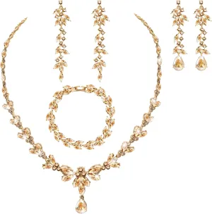 Jewelry Set for Women Wedding Trendy, Bridal Bridesmaid Accessories Necklace Bracelet Earrings