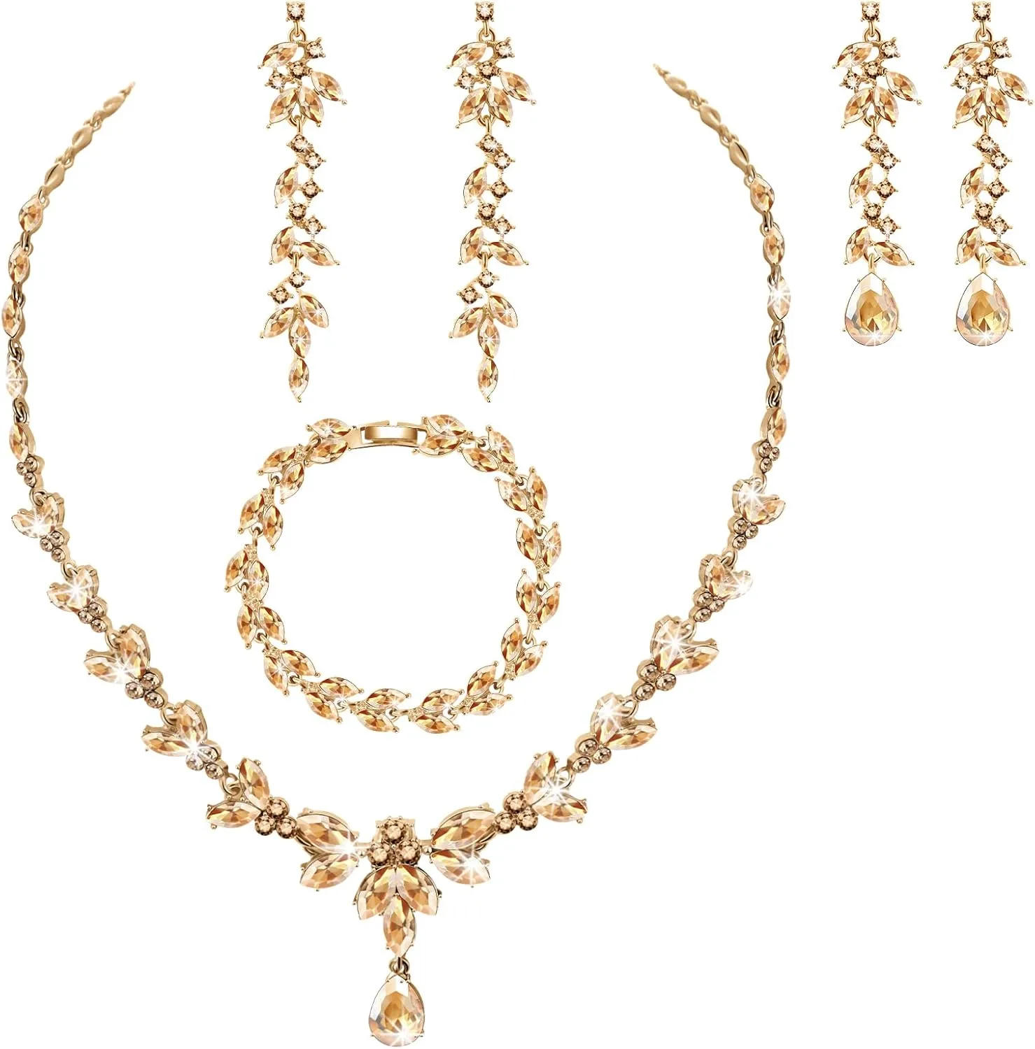 Jewelry Set for Women Wedding Trendy, Bridal Bridesmaid Accessories Necklace Bracelet Earrings