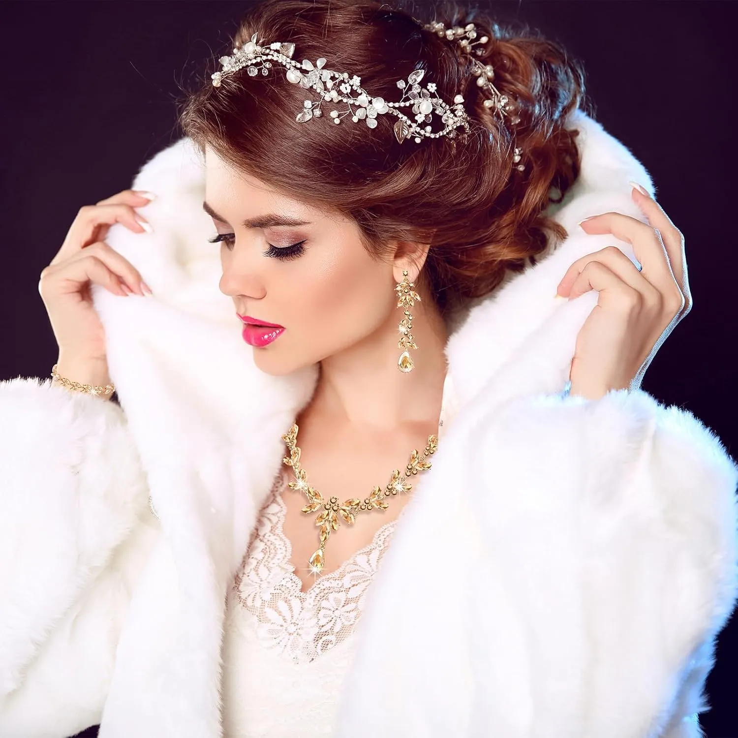 Jewelry Set for Women Wedding Trendy, Bridal Bridesmaid Accessories Necklace Bracelet Earrings