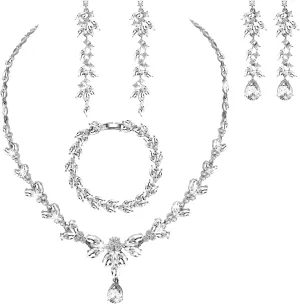 Jewelry Set for Women Wedding Trendy, Bridal Bridesmaid Accessories Necklace Bracelet Earrings