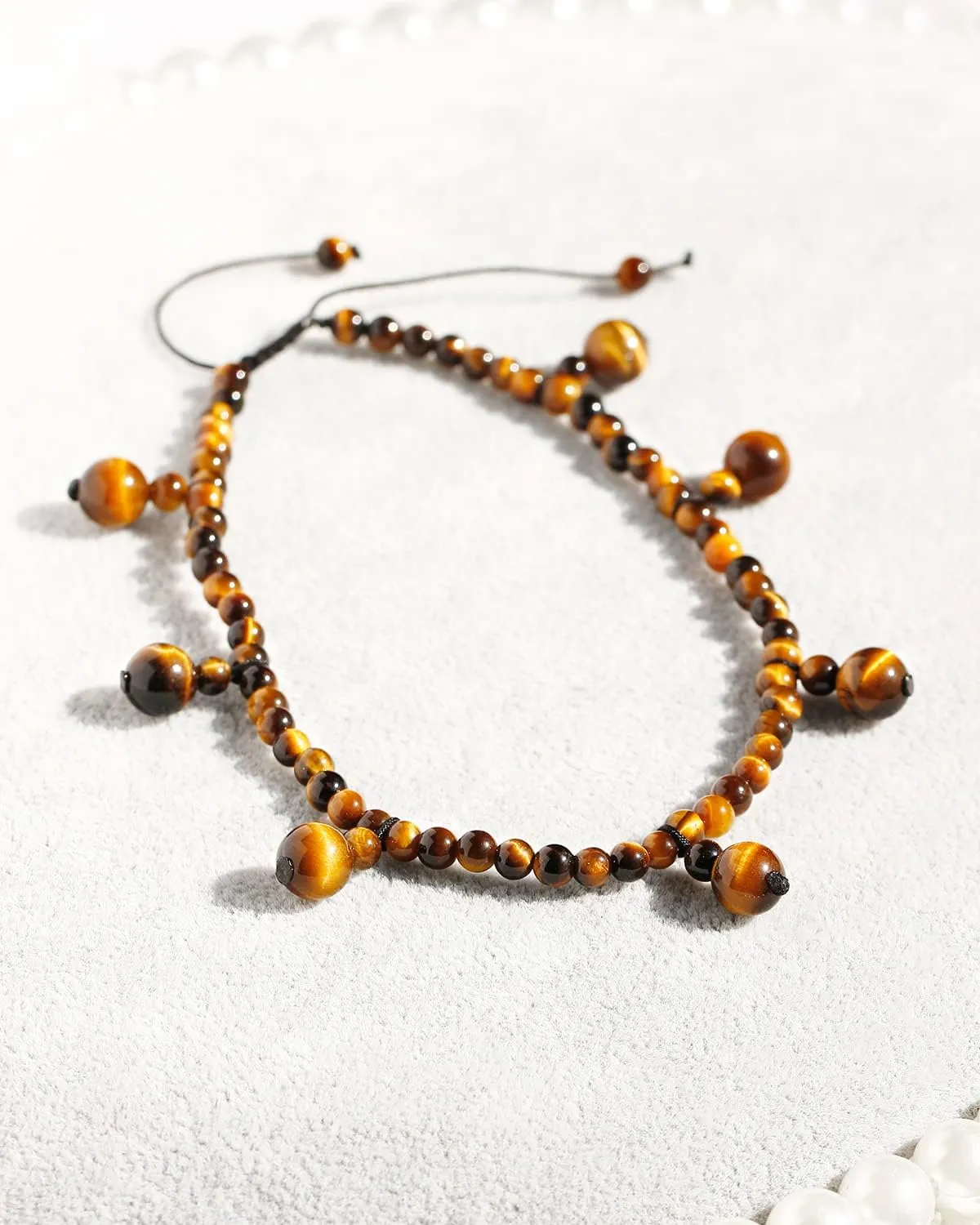 Jewever Natural Crystals and Gemstones Beaded Ankle Bracelets for Women Crystals and Healing Stones Beach Foot Gemstone Yoga Meditation Anti-Anxiety Jewelry