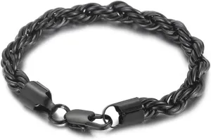 JO WISDOM 8mm Twist Chain Bracelets Stainless Steel Rope Jewelry for Men & Women 22cm