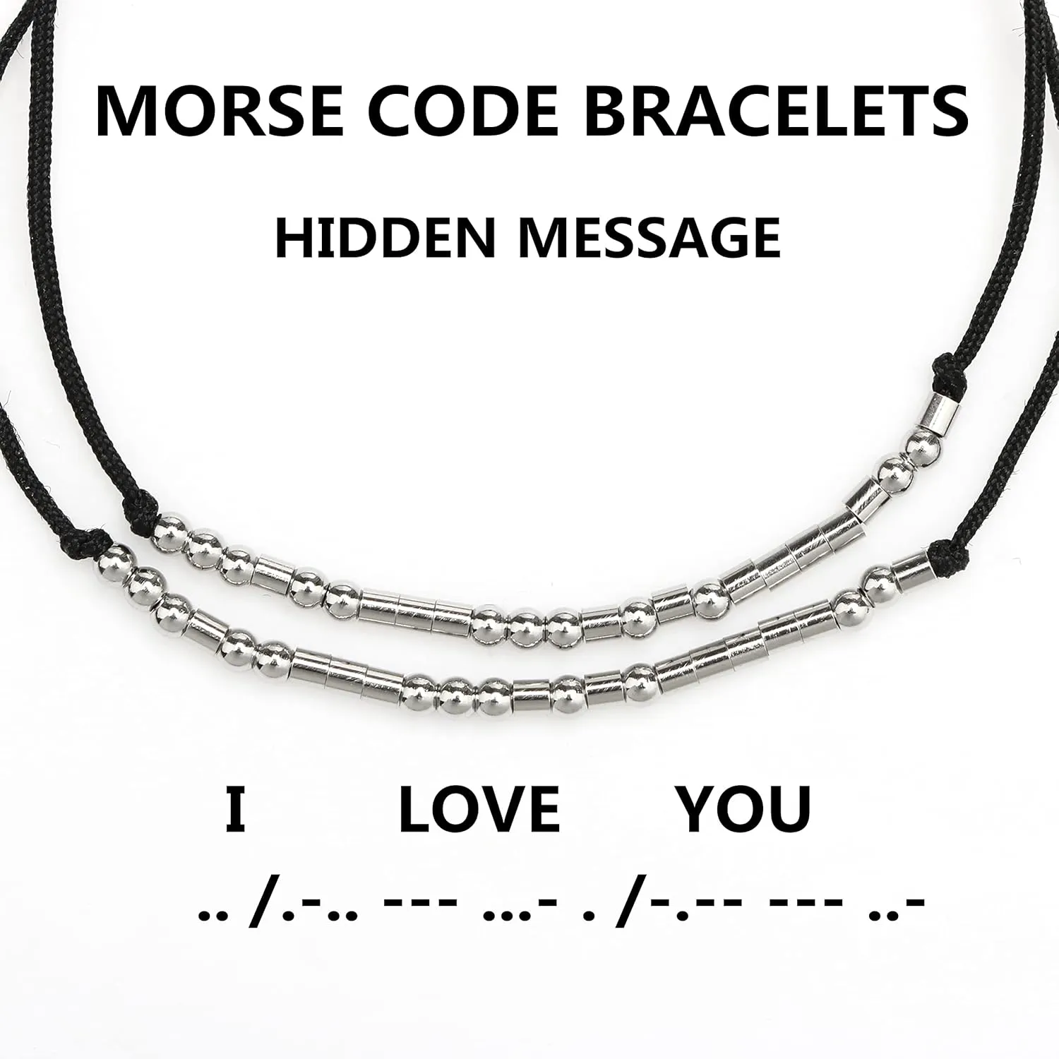 JoycuFF Inspirational Morse Code Bracelets for Women Men Birthday Christmas Gifts for Daughter Mom Dad Sister Aunt Boys Jewelry Encouragement Adjustable Beaded Wrap Bracelet