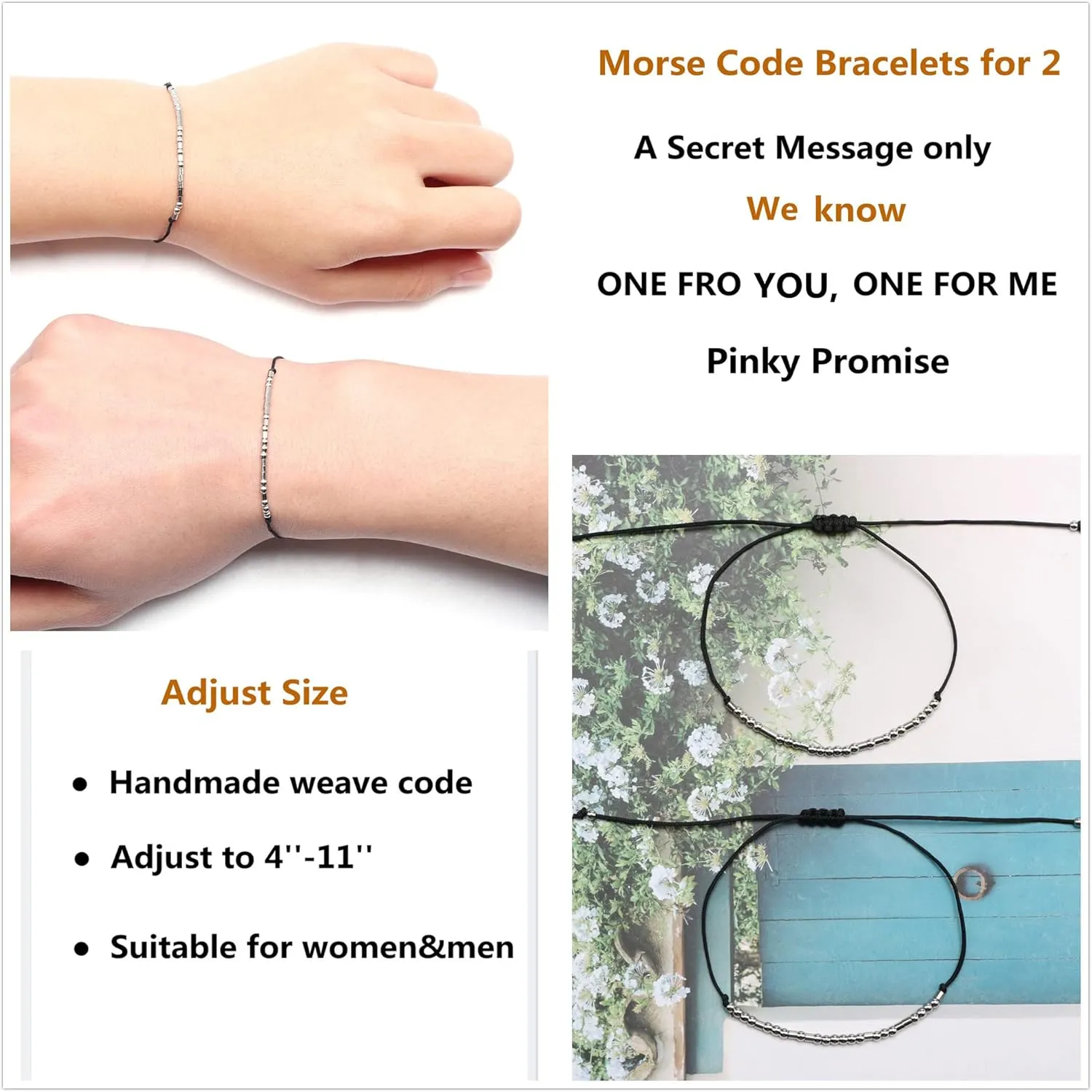 JoycuFF Inspirational Morse Code Bracelets for Women Men Birthday Christmas Gifts for Daughter Mom Dad Sister Aunt Boys Jewelry Encouragement Adjustable Beaded Wrap Bracelet
