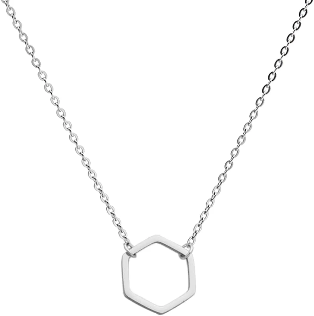 kaisinse Regular Polygon Necklace Geometric Necklace Triangle Square Hexagon Necklace Minimalist Jewelry Gift for Her