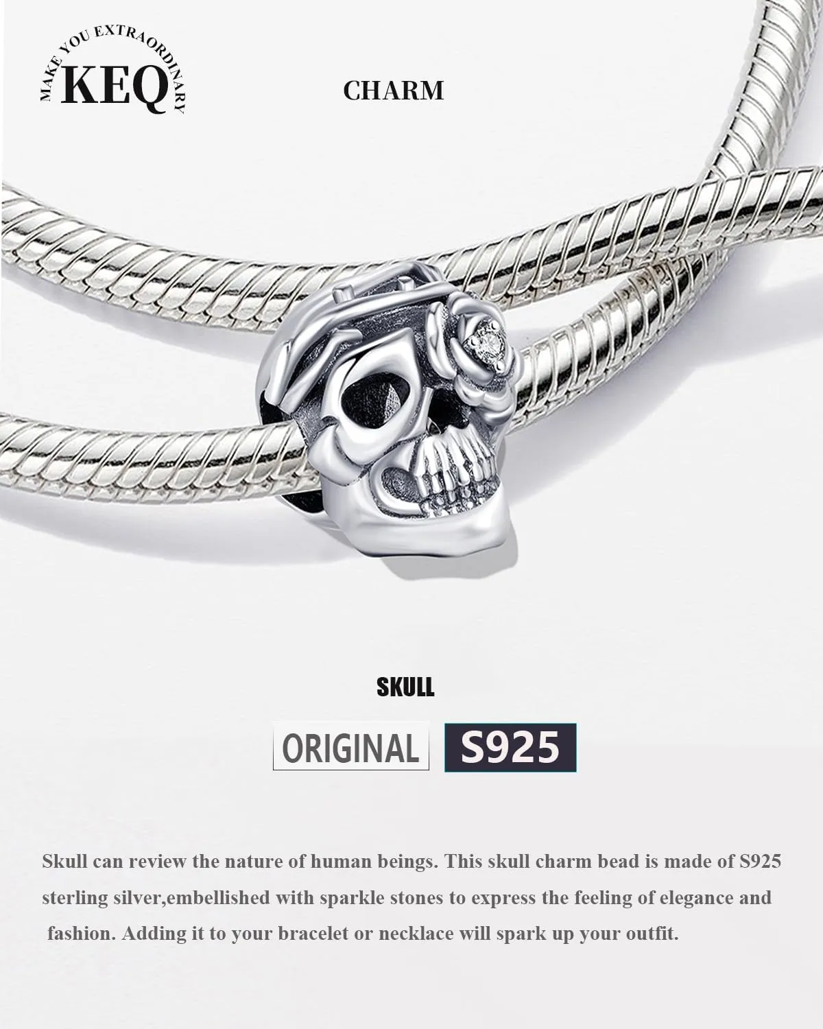 KEQ Halloween Night Dangle Charms for Bracelet 925 Sterling Silver Horror Halloween Bead Charms For Women Bracelet Necklace Earring Keychain DIY Party Jewelry