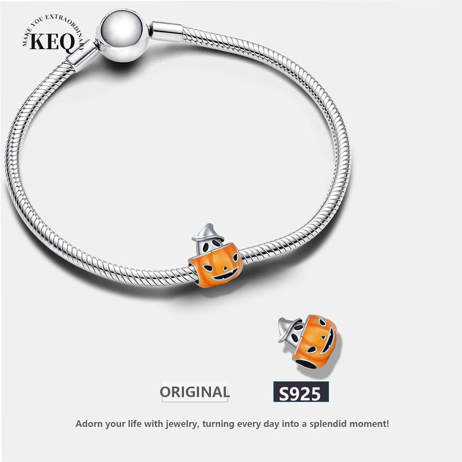 KEQ Halloween Night Dangle Charms for Bracelet 925 Sterling Silver Horror Halloween Bead Charms For Women Bracelet Necklace Earring Keychain DIY Party Jewelry