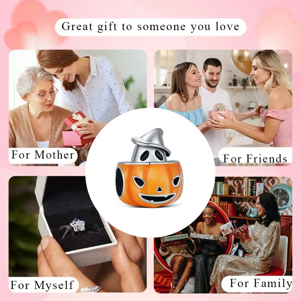 KEQ Halloween Night Dangle Charms for Bracelet 925 Sterling Silver Horror Halloween Bead Charms For Women Bracelet Necklace Earring Keychain DIY Party Jewelry