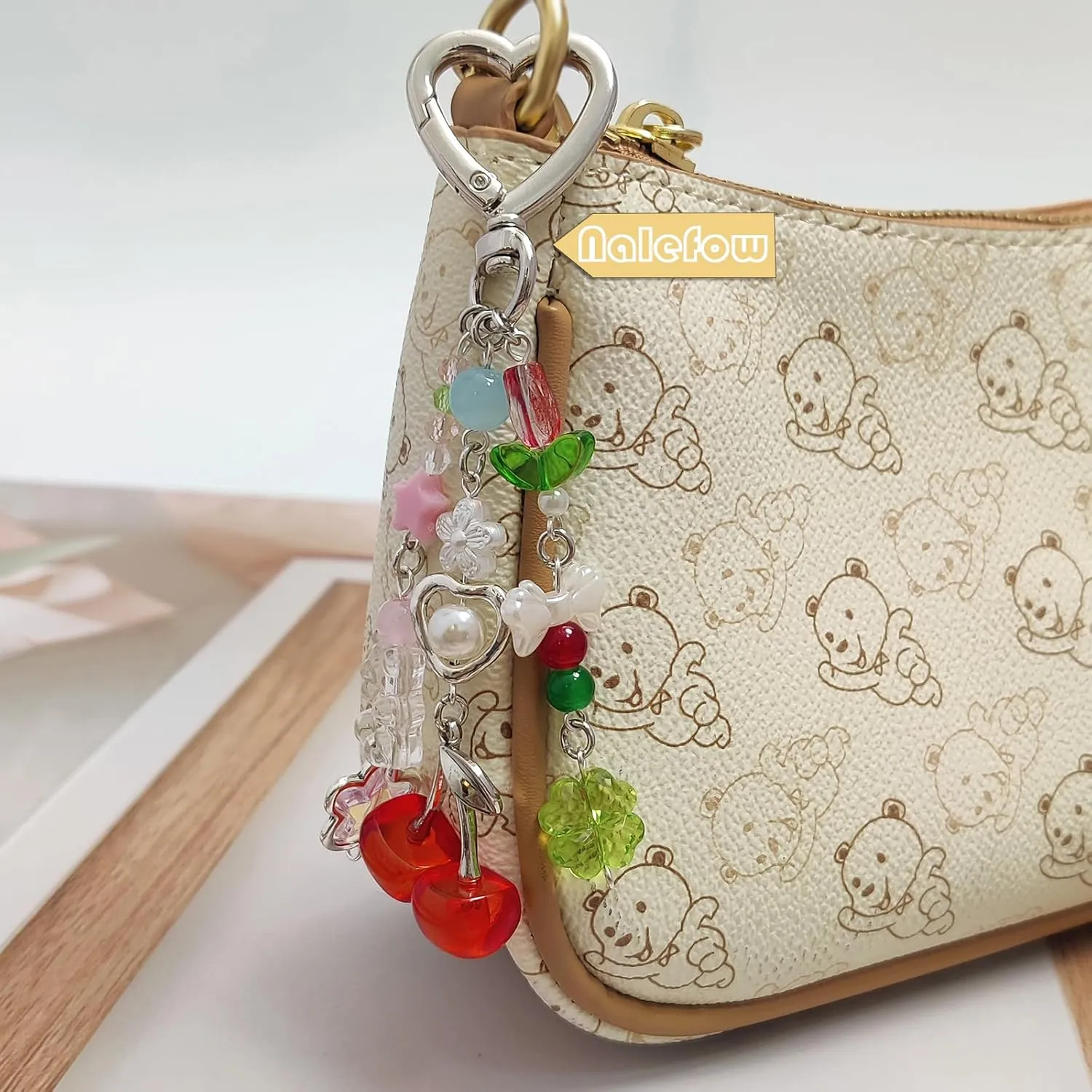 Keychain Bag Accessories Cute Cherry Strawberry Flower Keychains Accessories Decor for Keys Bags Purses Gift