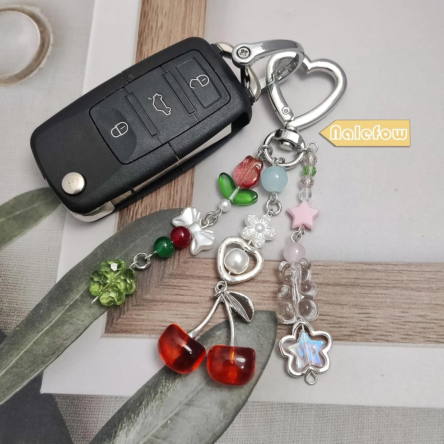 Keychain Bag Accessories Cute Cherry Strawberry Flower Keychains Accessories Decor for Keys Bags Purses Gift