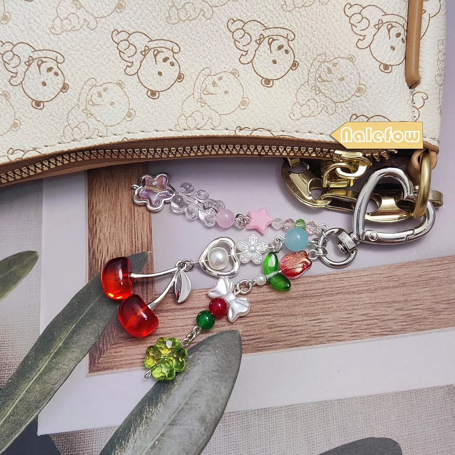 Keychain Bag Accessories Cute Cherry Strawberry Flower Keychains Accessories Decor for Keys Bags Purses Gift