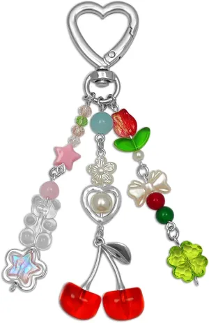 Keychain Bag Accessories Cute Cherry Strawberry Flower Keychains Accessories Decor for Keys Bags Purses Gift