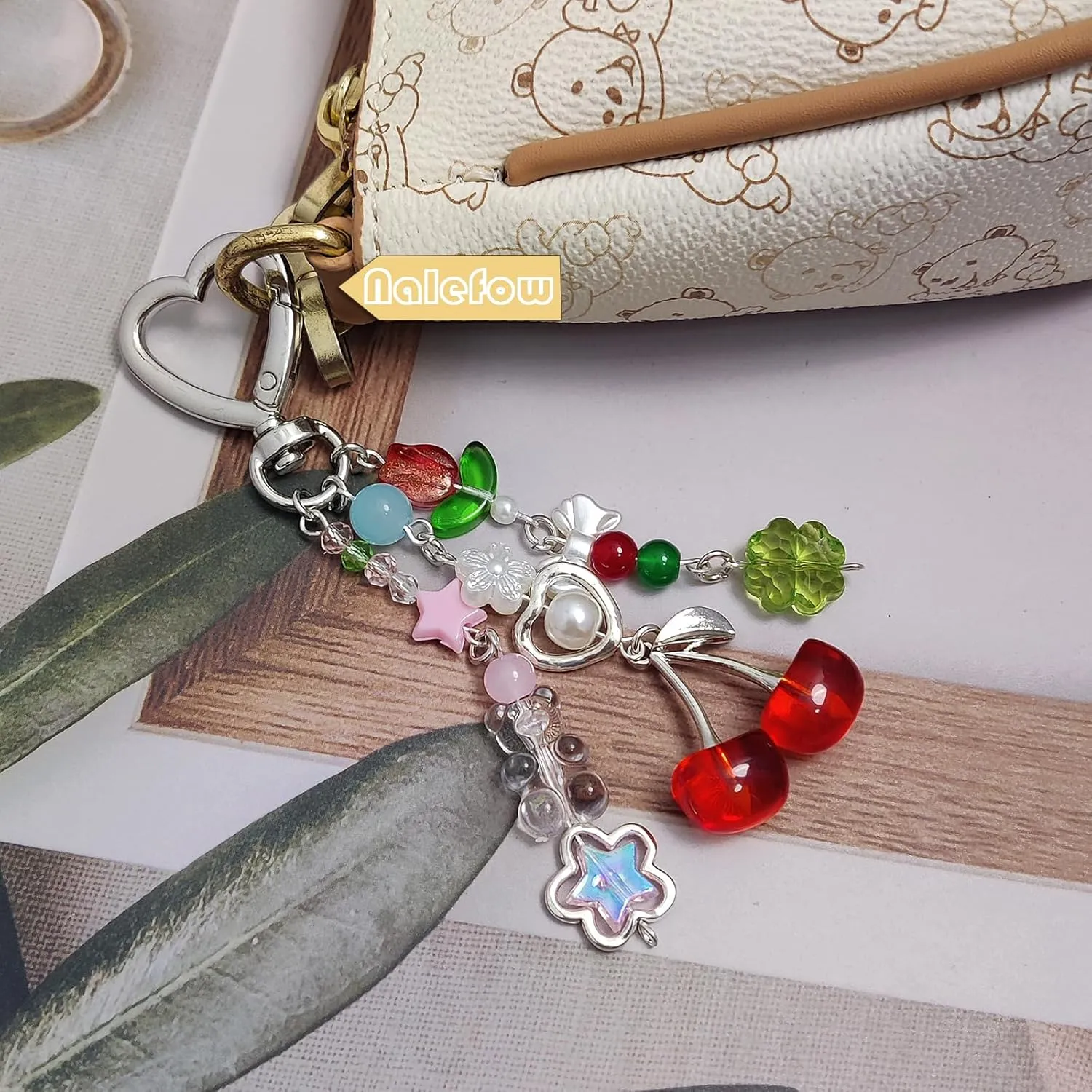 Keychain Bag Accessories Cute Cherry Strawberry Flower Keychains Accessories Decor for Keys Bags Purses Gift