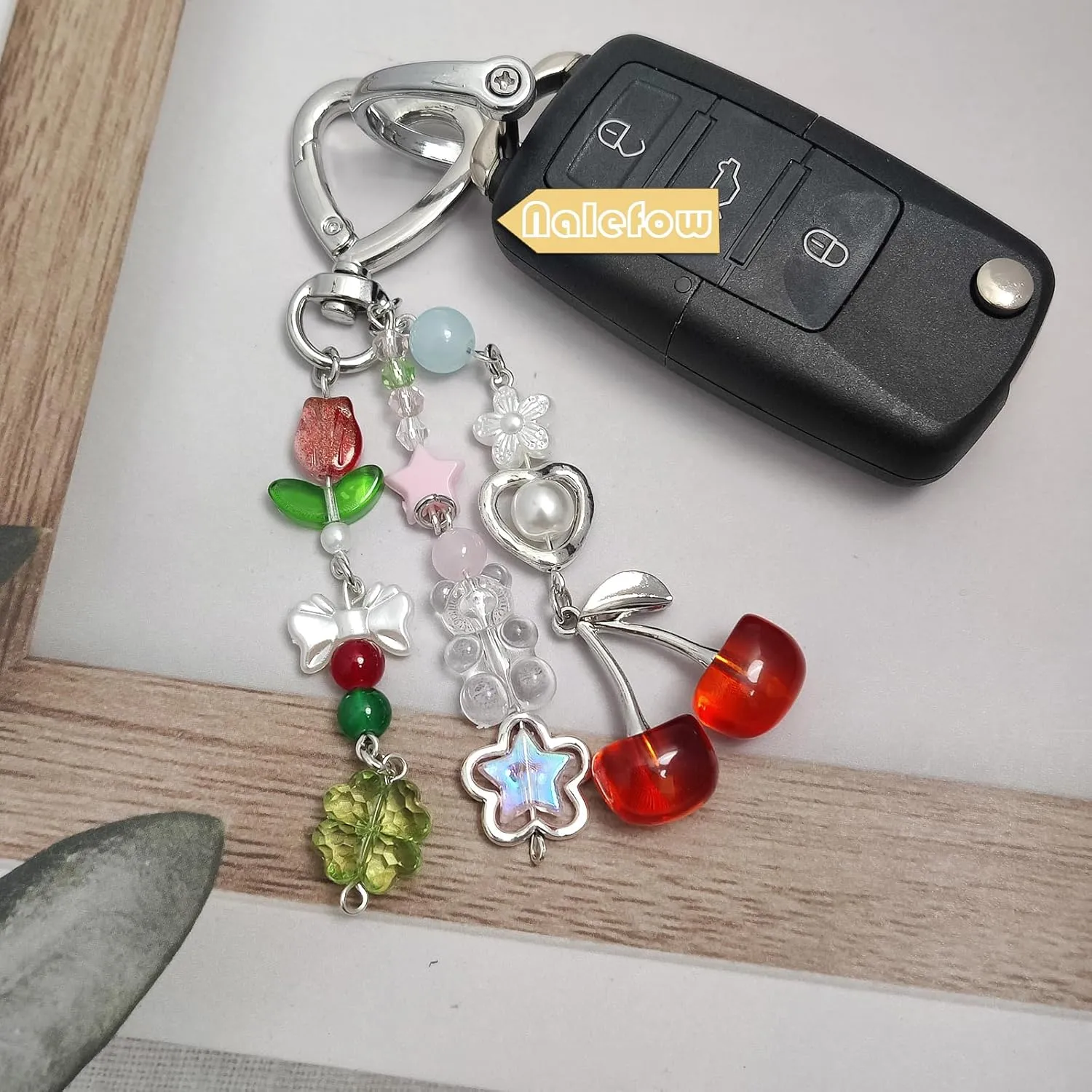 Keychain Bag Accessories Cute Cherry Strawberry Flower Keychains Accessories Decor for Keys Bags Purses Gift