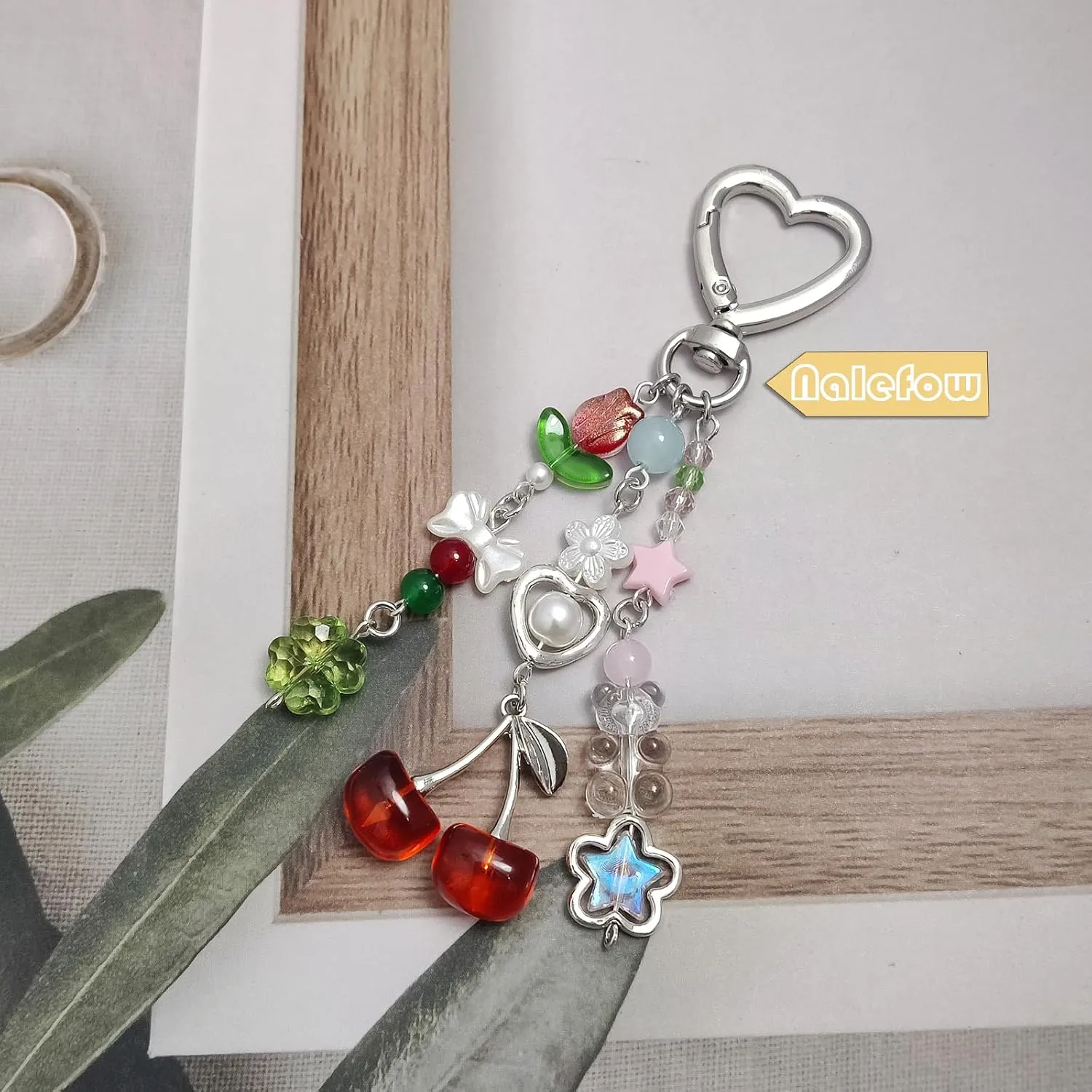 Keychain Bag Accessories Cute Cherry Strawberry Flower Keychains Accessories Decor for Keys Bags Purses Gift