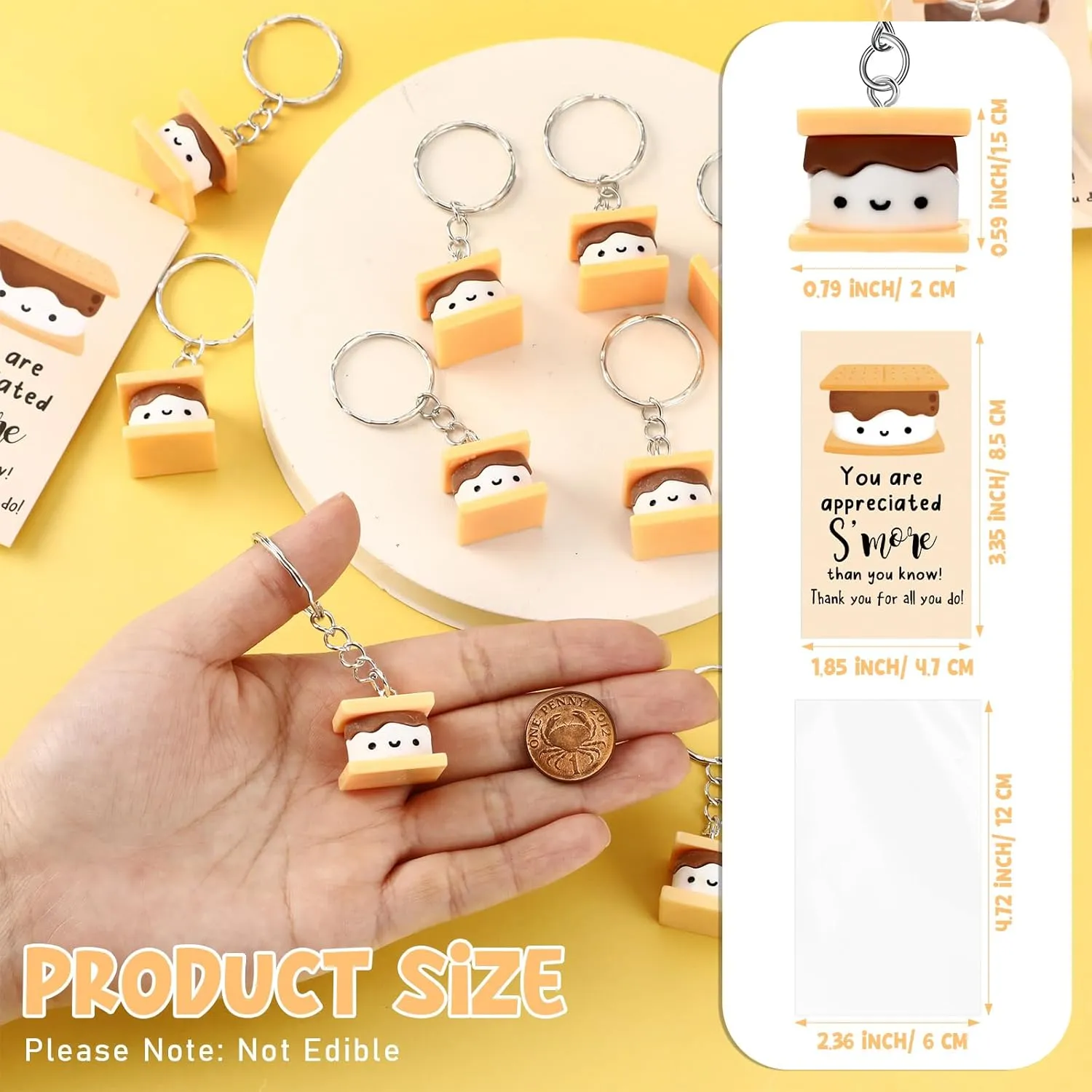 Kigley Inspirational Marshmallow Keychain Bulk Mini Cute Marshmallow with Card for Employee Coworkers Teacher Gifts(30 Sets)