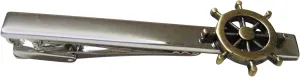 Kiola Designs Brass Toned Nautical Ship Steering Helm Square Tie Clip