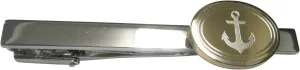 Kiola Designs Gold Toned Etched Oval Nautical Anchor Tie Clip